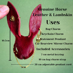 Burgundy Horsehair Leather Bunny Bag Charm — product photograph 9