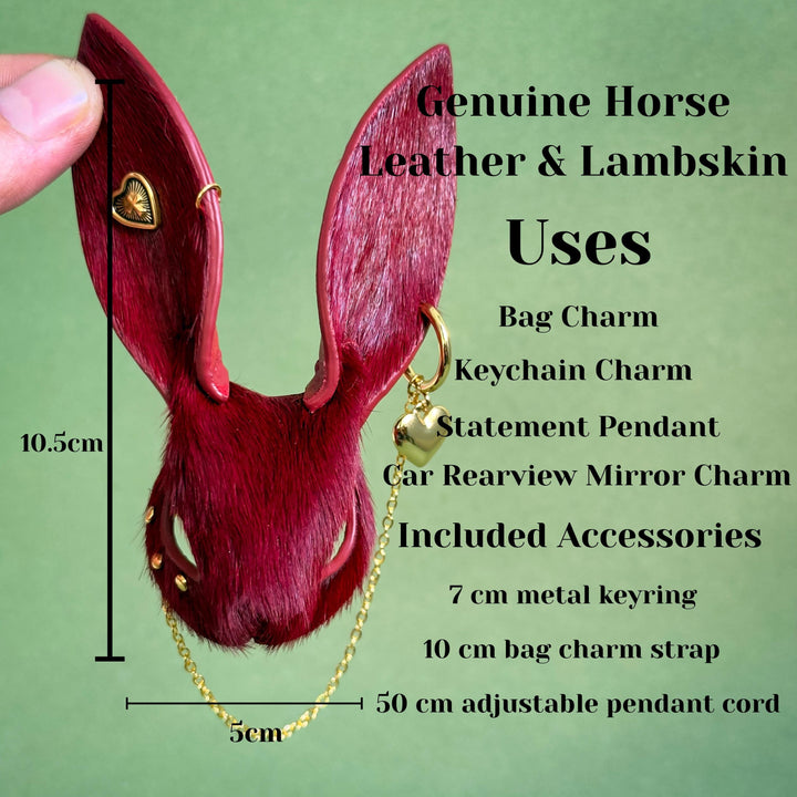 Burgundy Horsehair Leather Bunny Bag Charm — product photograph 9
