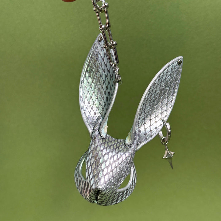 Silver Snake & Lambskin Bunny Bag Charm — product photograph 13