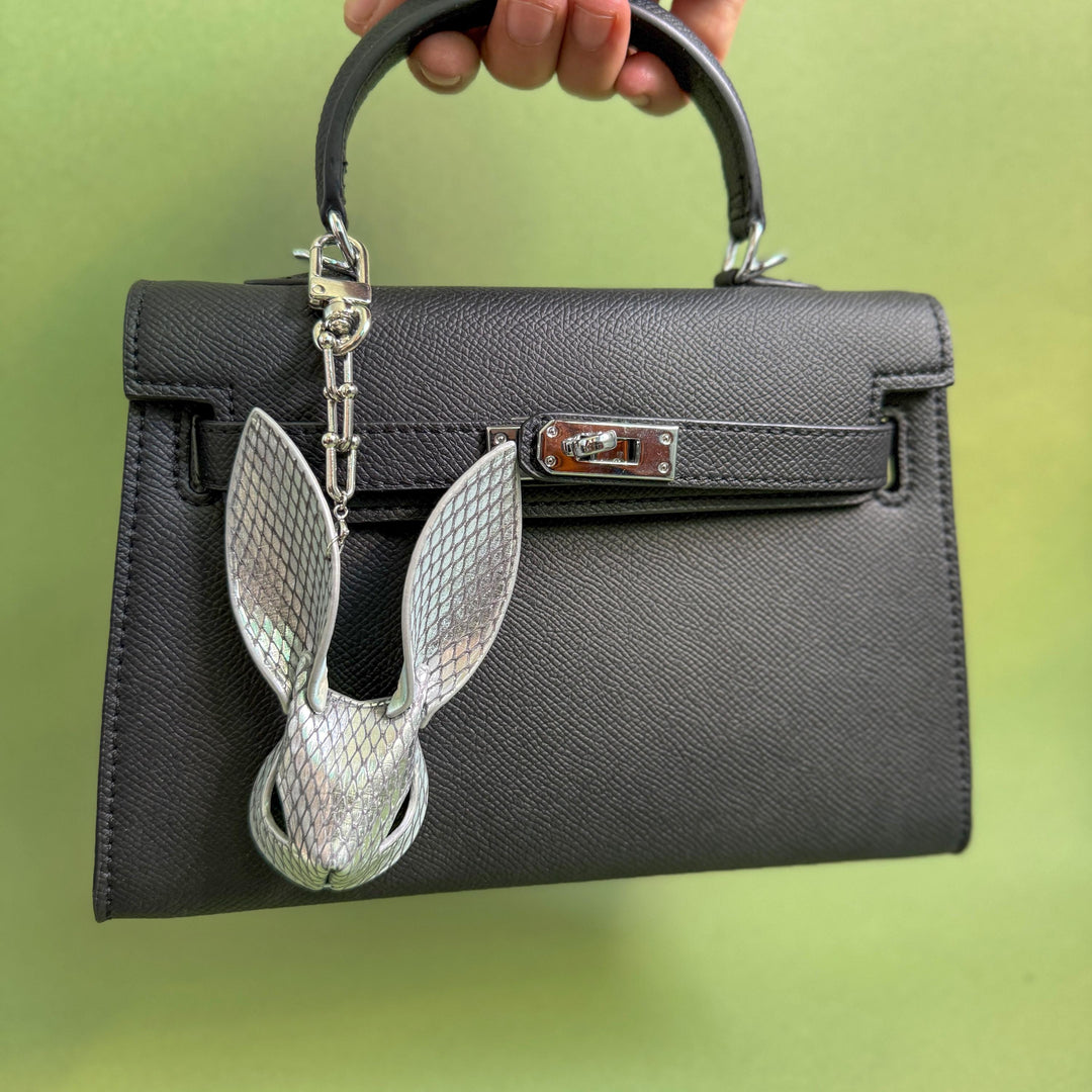 Silver Snake & Lambskin Bunny Bag Charm — product photograph 4