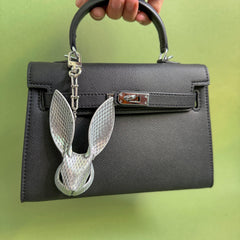 Silver Snake & Lambskin Bunny Bag Charm — product photograph 4