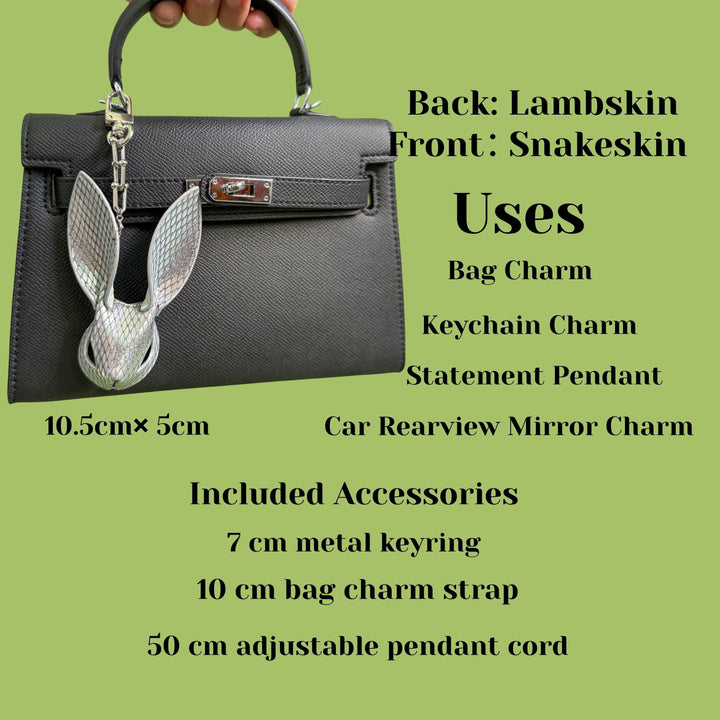 Silver Snake & Lambskin Bunny Bag Charm — product photograph 6