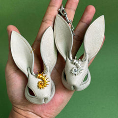 Gold & Silver Sun Leather Bunny Bag Charm — product photograph 9