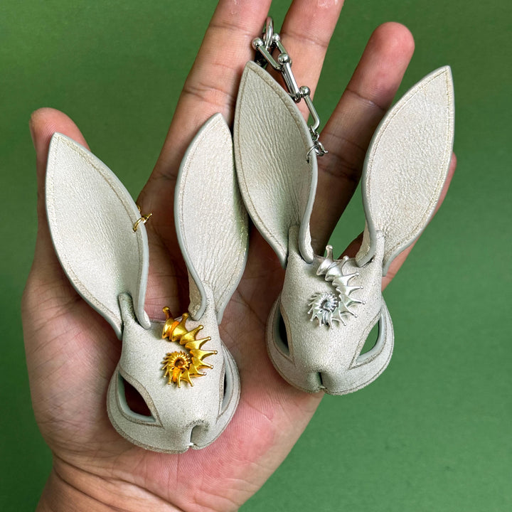 Gold & Silver Sun Leather Bunny Bag Charm — product photograph 9
