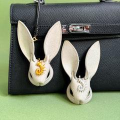 Gold & Silver Sun Leather Bunny Bag Charm — product photograph 1