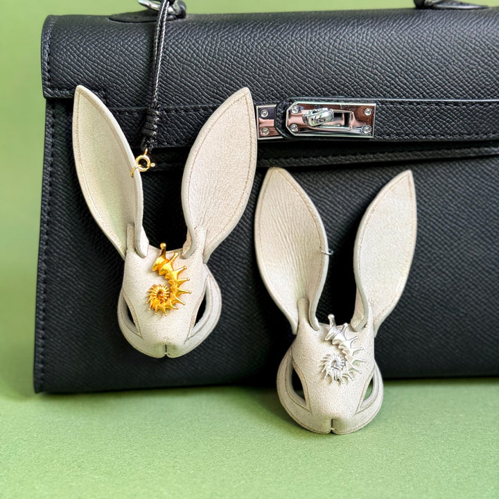 Gold & Silver Sun Leather Bunny Bag Charm — product photograph 1