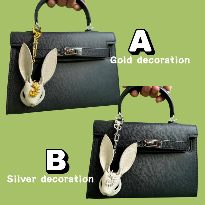 Gold & Silver Sun Leather Bunny Bag Charm — product photograph 3