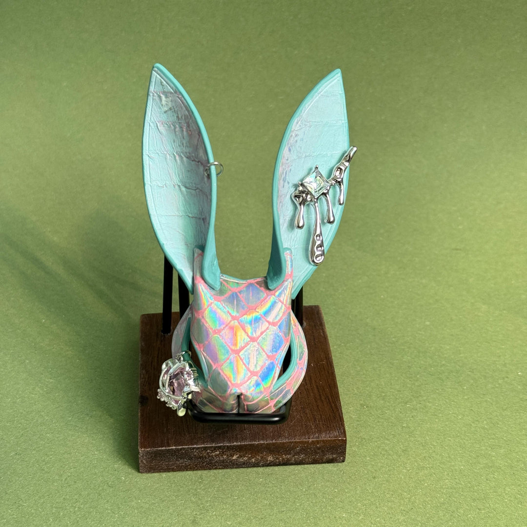 Iridescent Leather Bunny Bag Charm — product photograph 9