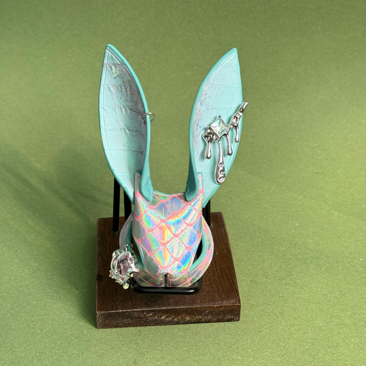Iridescent Leather Bunny Bag Charm — product photograph 9