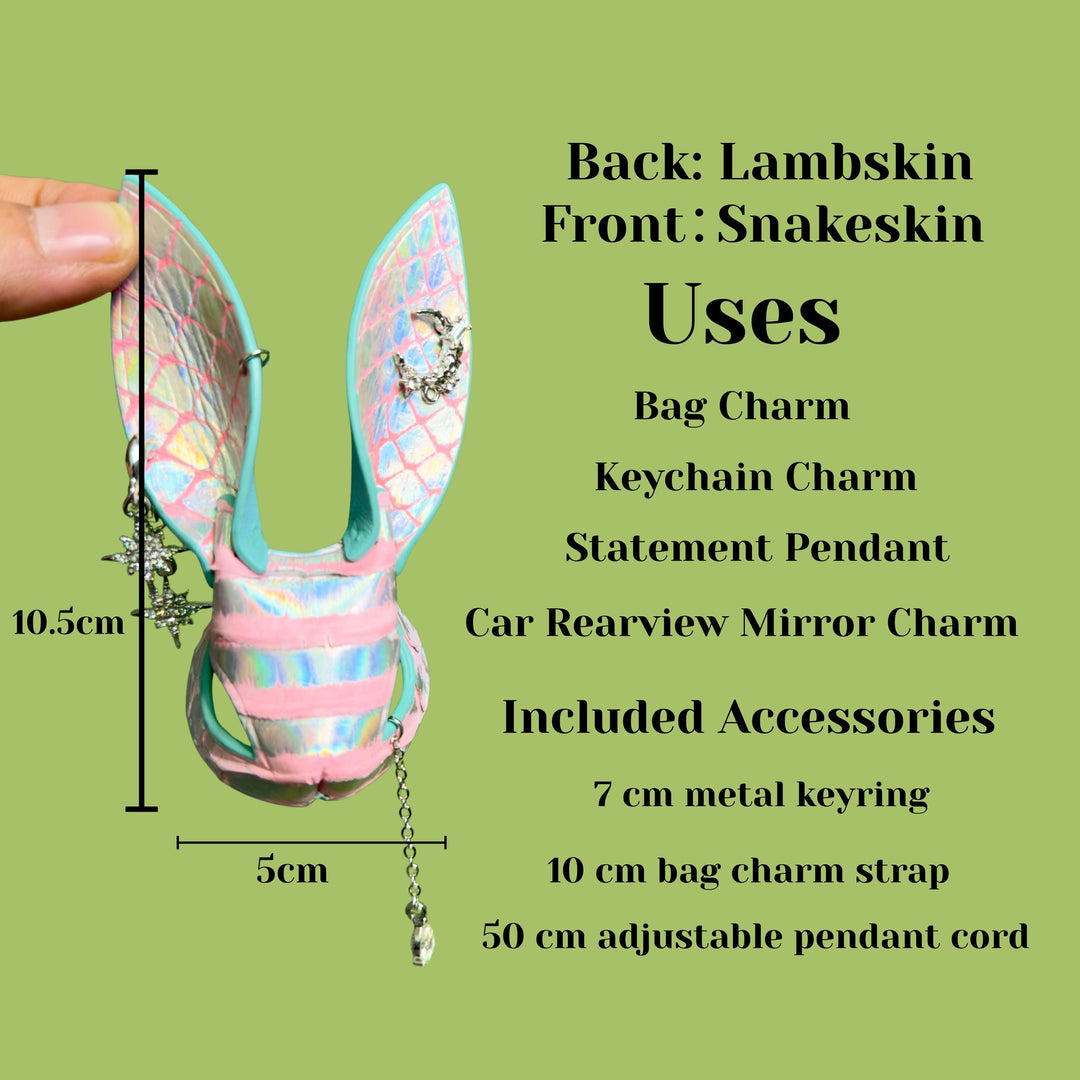 Iridescent Leather Bunny Bag Charm — product photograph 10