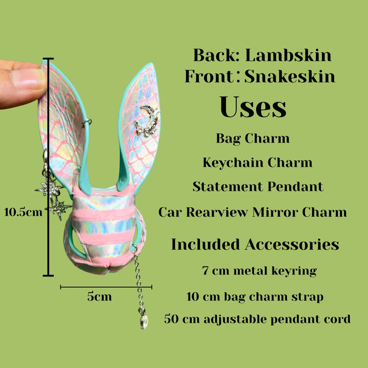 Iridescent Leather Bunny Bag Charm — product photograph 10