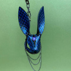 Snakeskin Bunny Bag Charm with Metal Chains — product photograph 10