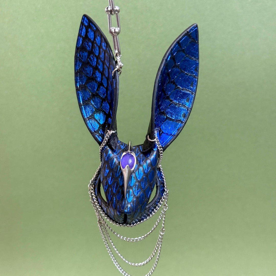 Snakeskin Bunny Bag Charm with Metal Chains — product photograph 11