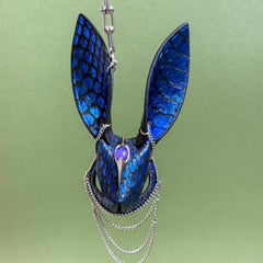 Snakeskin Bunny Bag Charm with Metal Chains — product photograph 11