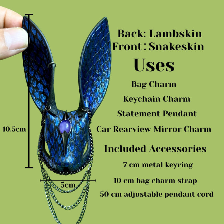 Snakeskin Bunny Bag Charm with Metal Chains — product photograph 5