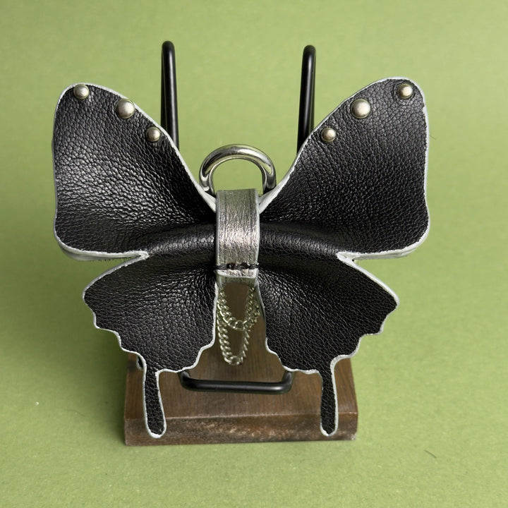 Black & Silver Leather Butterfly Bag Charm — product photograph 10