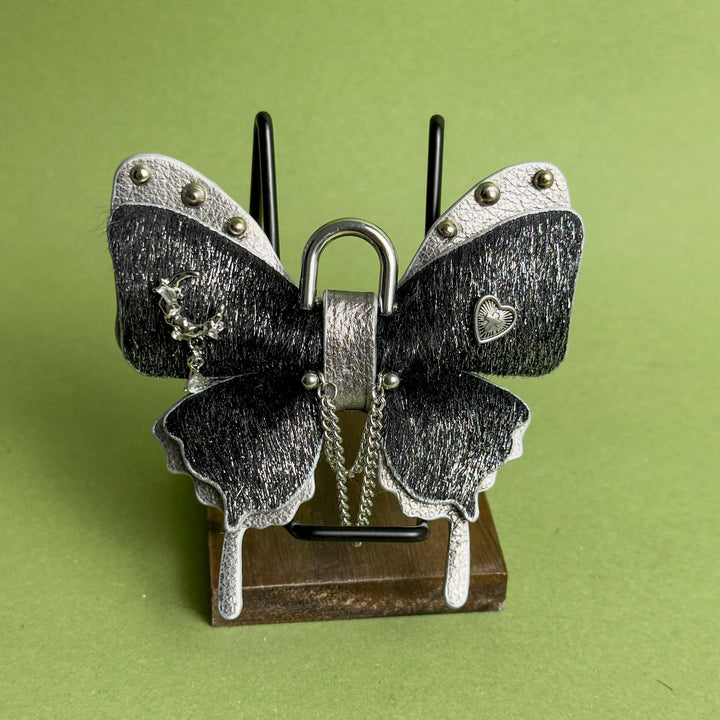 Black & Silver Leather Butterfly Bag Charm — product photograph 9