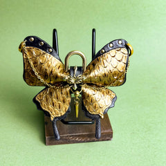 Vintage Gold Leather Butterfly Bag Charm — product photograph 7