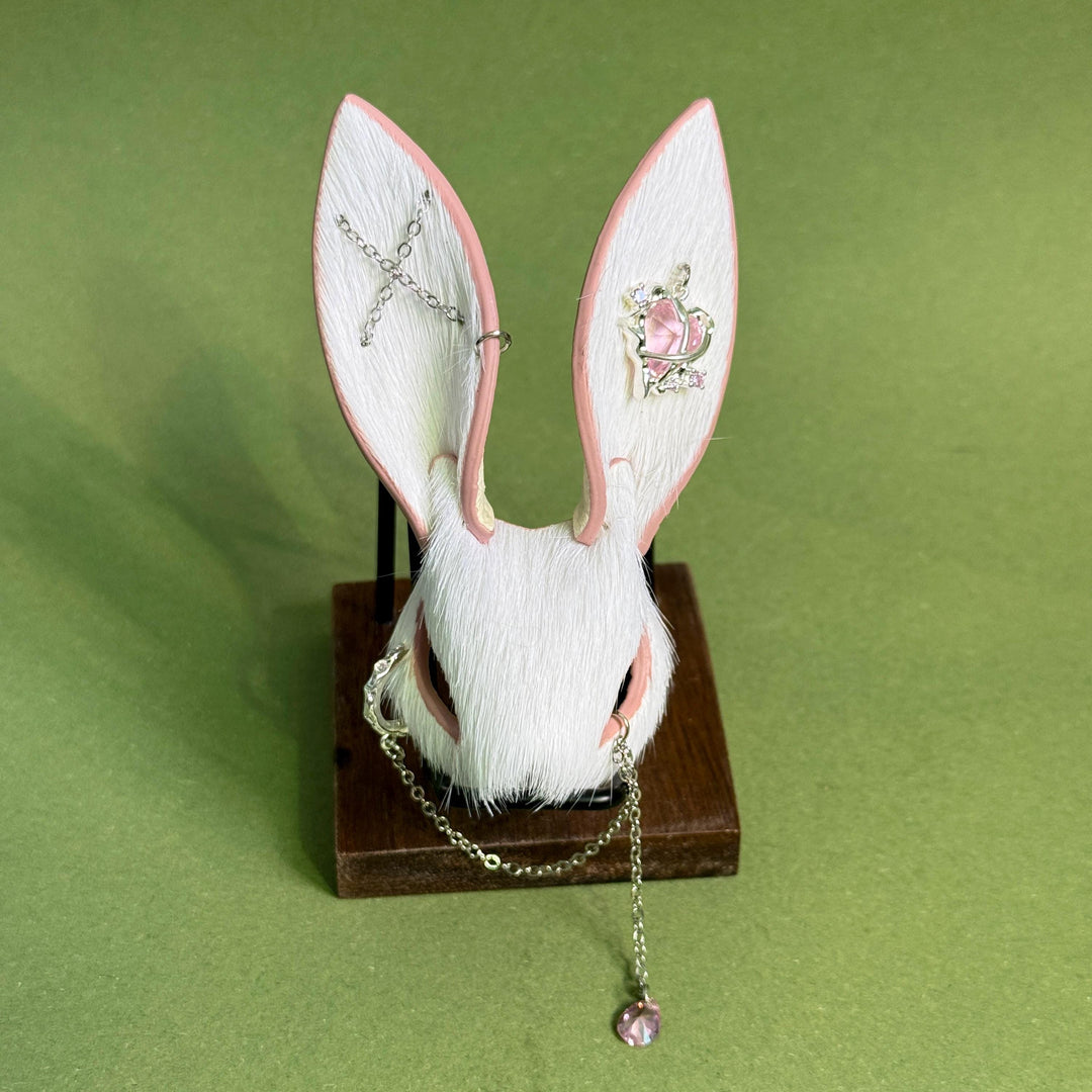 Pink & White Horsehair Bunny Bag Charm — product photograph 12