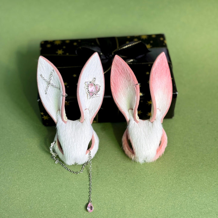 Pink & White Horsehair Bunny Bag Charm — product photograph 8