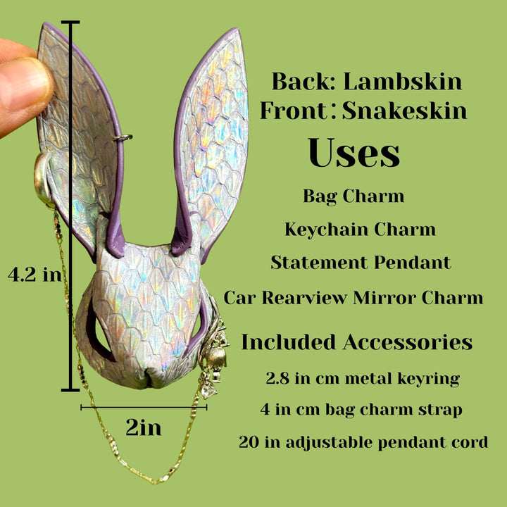 Iridescent Snakeskin Bunny Bag Charm — product photograph 5
