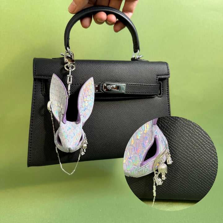 Iridescent Snakeskin Bunny Bag Charm — product photograph 3