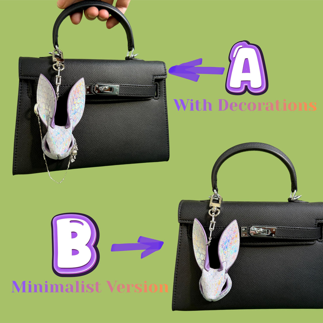 Iridescent Snakeskin Bunny Bag Charm — product photograph 2
