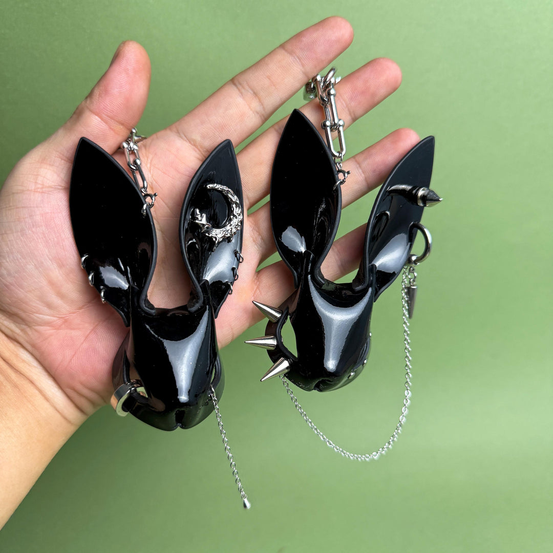Black Lacquered Lambskin Bunny Bag Charm — product photograph 2