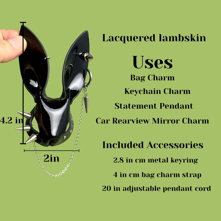 Black Lacquered Lambskin Bunny Bag Charm — product photograph 6