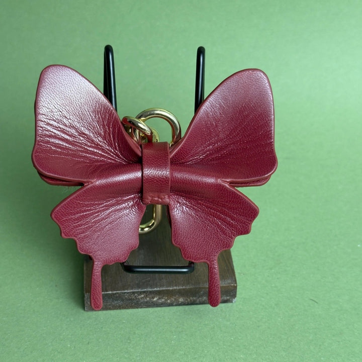 Burgundy Horsehair Leather Butterfly Bag Charm — product photograph 9