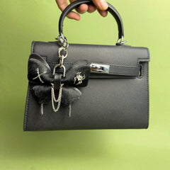 Black Gothic Leather Butterfly Bag Charm — product photograph 4