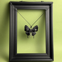 Black Gothic Leather Butterfly Bag Charm — product photograph 7