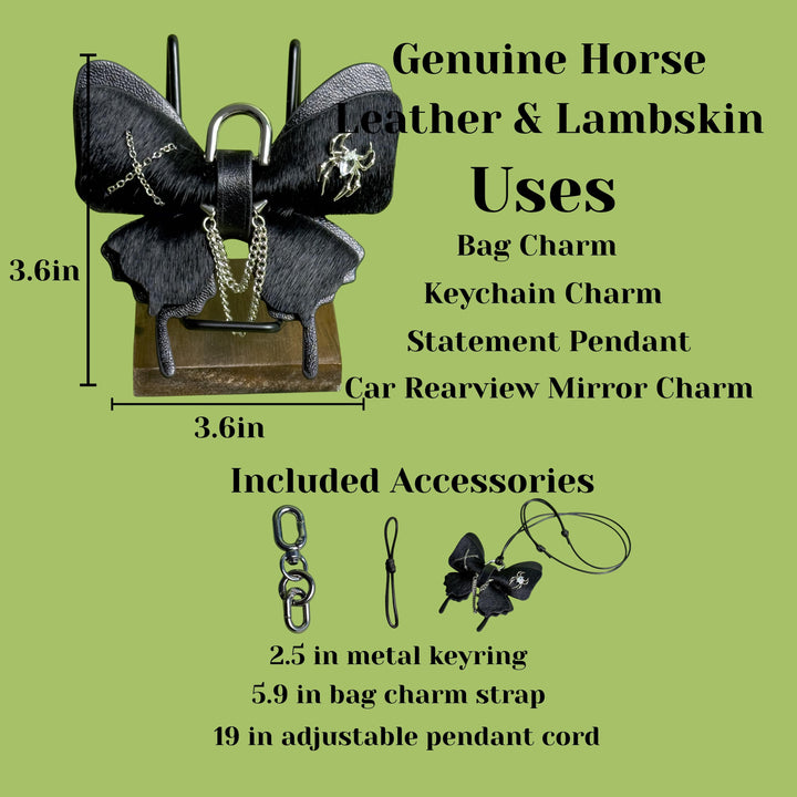 Black Gothic Leather Butterfly Bag Charm — product photograph 5