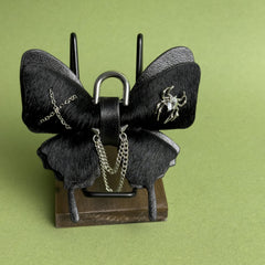 Black Gothic Leather Butterfly Bag Charm — product photograph 9