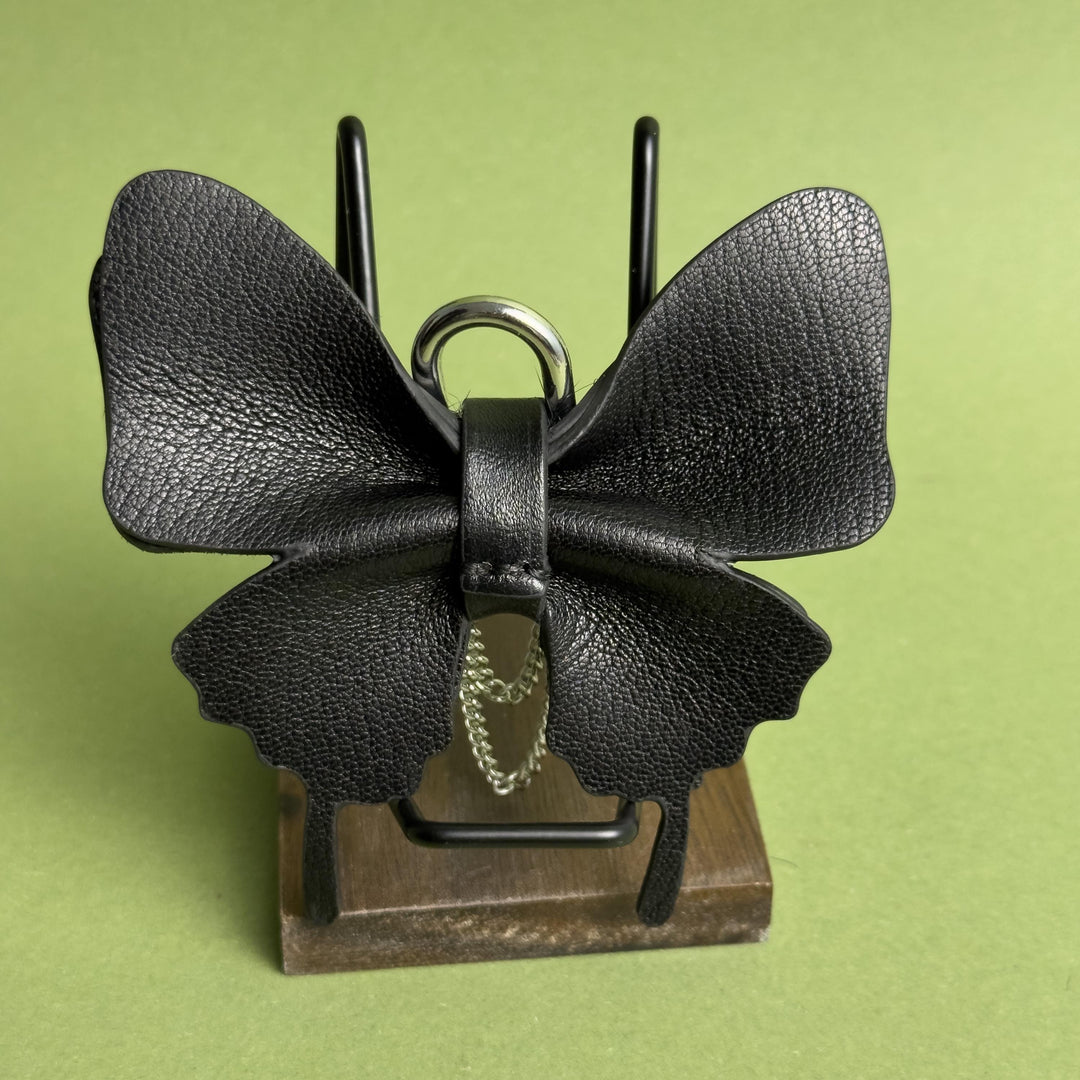 Black Gothic Leather Butterfly Bag Charm — product photograph 10