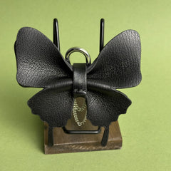 Black Gothic Leather Butterfly Bag Charm — product photograph 10