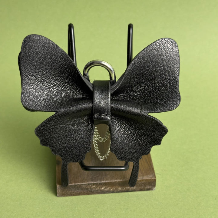 Black Gothic Leather Butterfly Bag Charm — product photograph 10