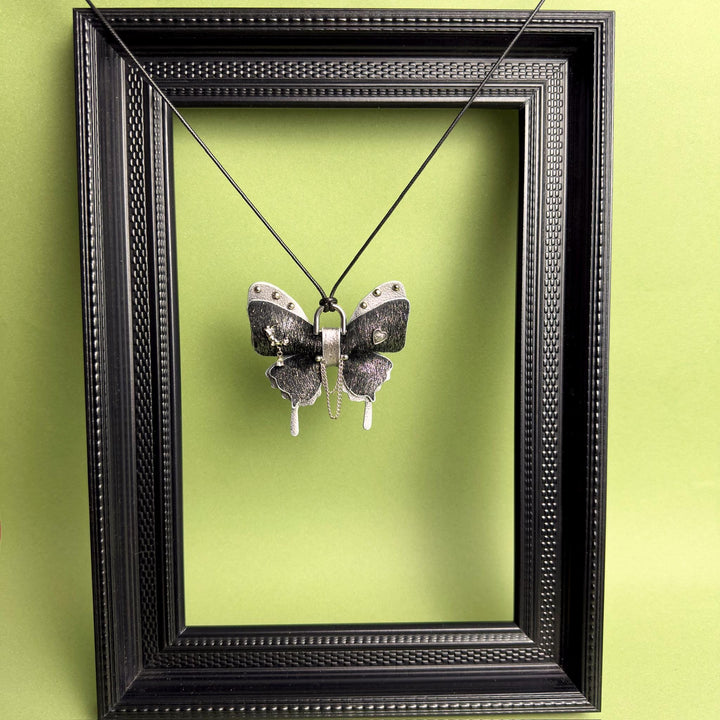 Black & Silver Leather Butterfly Bag Charm — product photograph 7