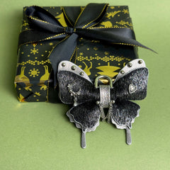 Black & Silver Leather Butterfly Bag Charm — product photograph 6