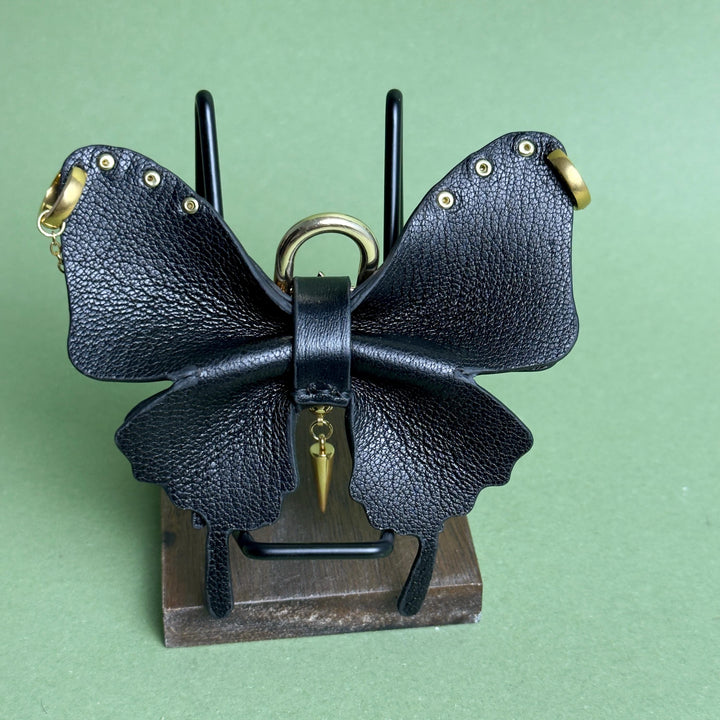 Vintage Gold Leather Butterfly Bag Charm — product photograph 8