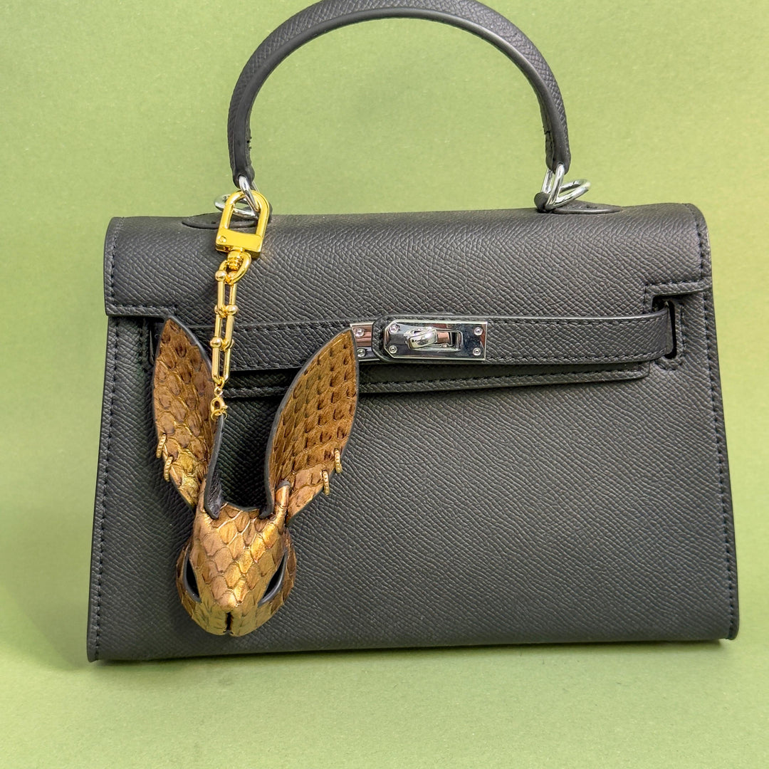 Gold Snakeskin Bunny Keychain Charm — product photograph 4