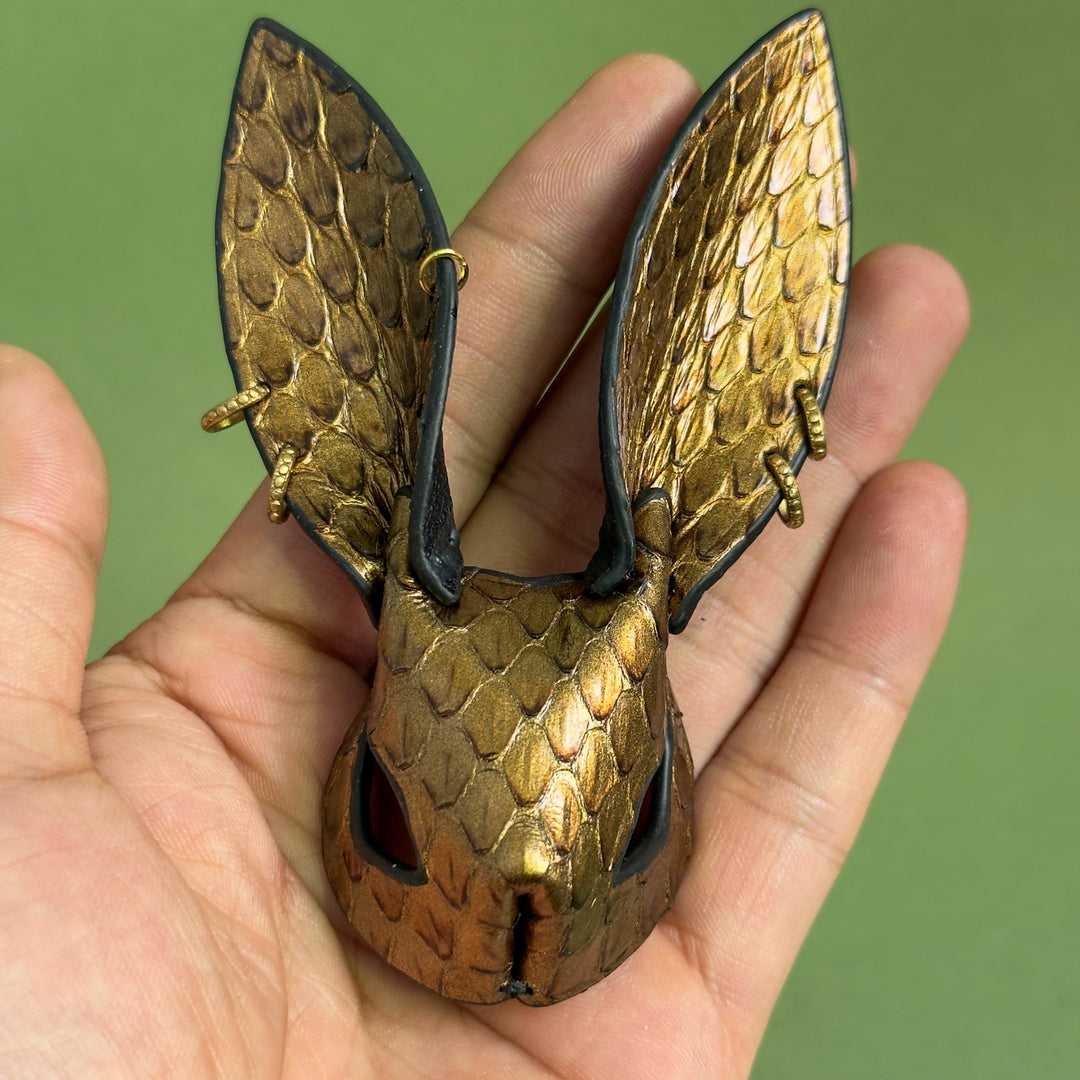 Gold Snakeskin Bunny Keychain Charm — product photograph 6