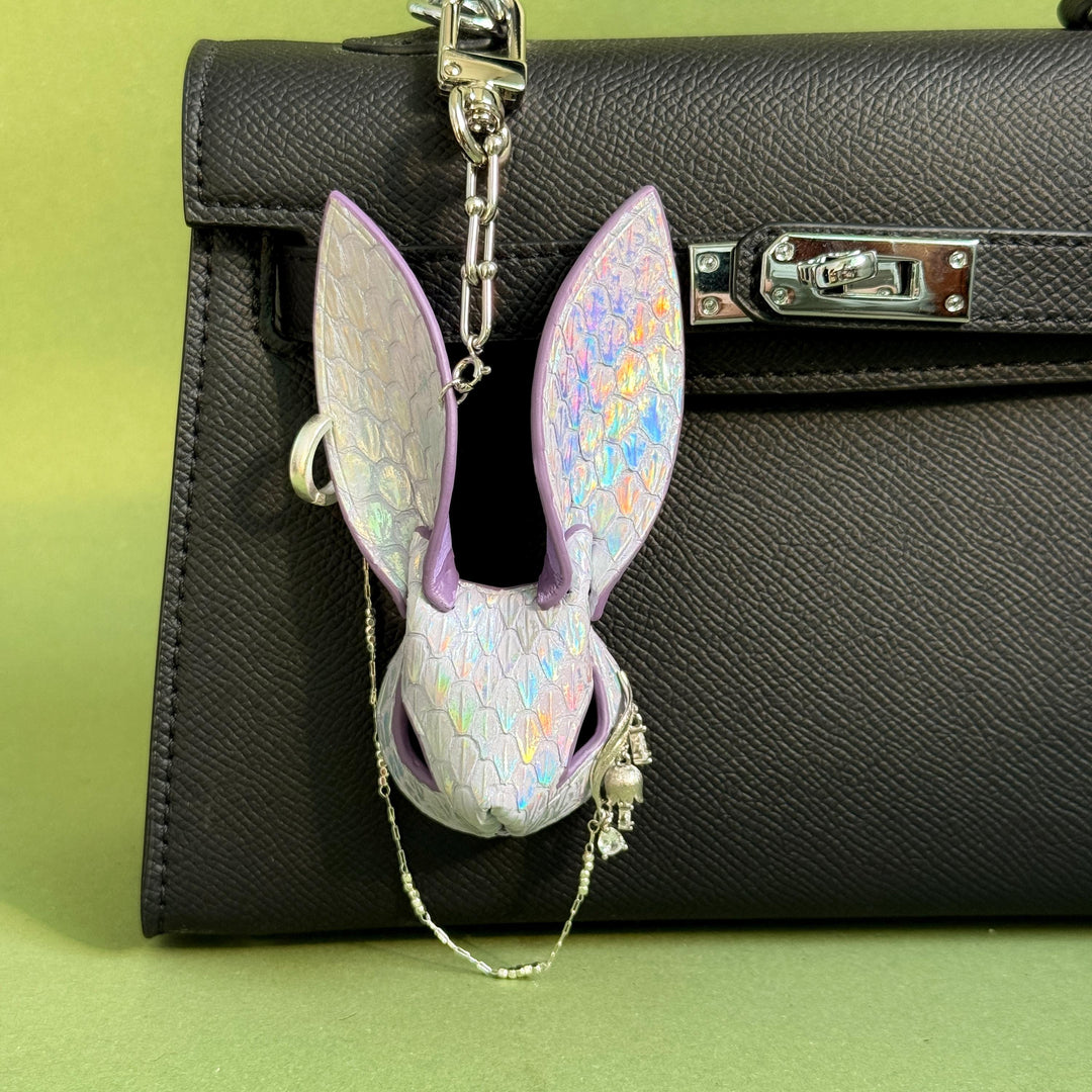 Iridescent Snakeskin Bunny Bag Charm — product photograph 1