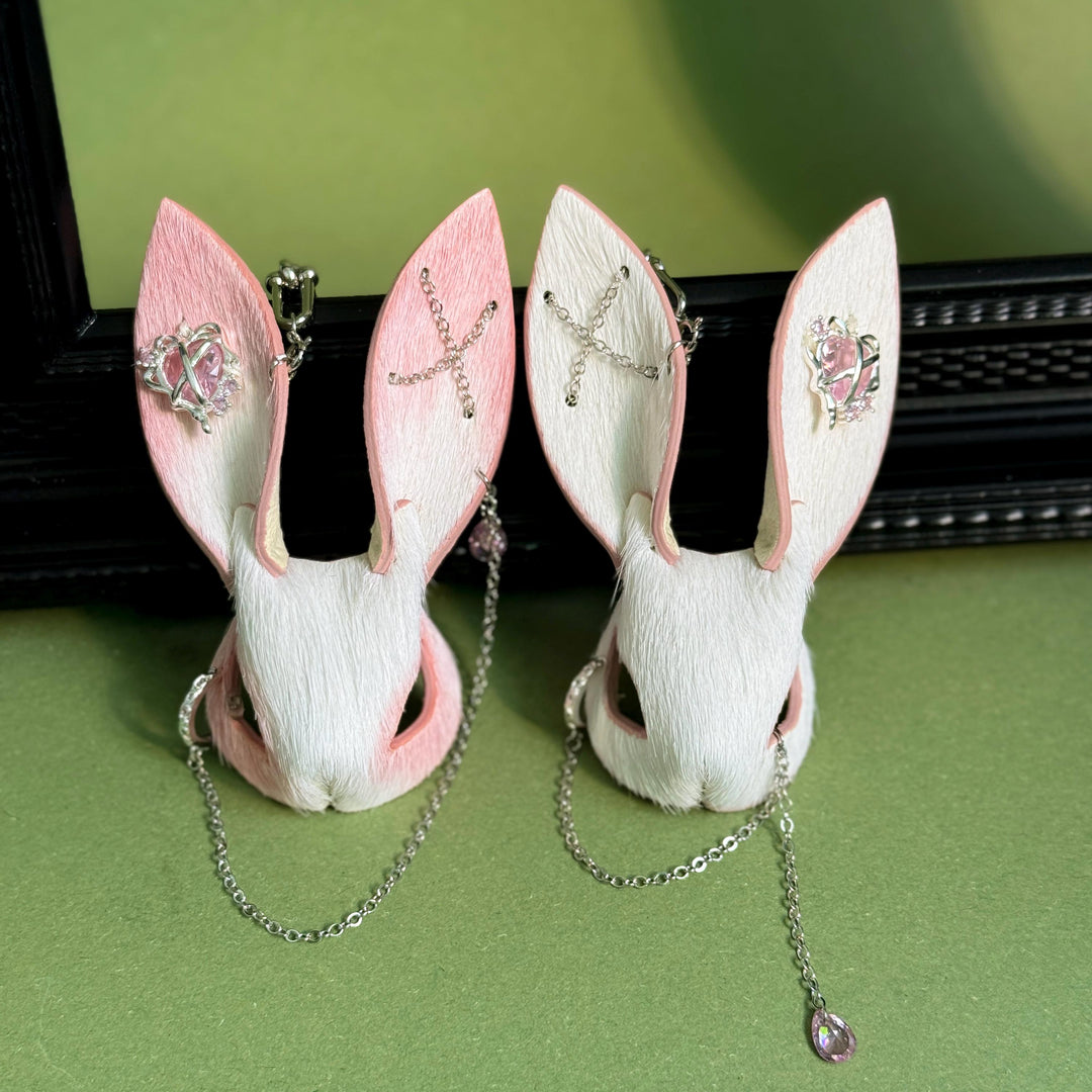 Pink & White Horsehair Bunny Bag Charm — product photograph 13