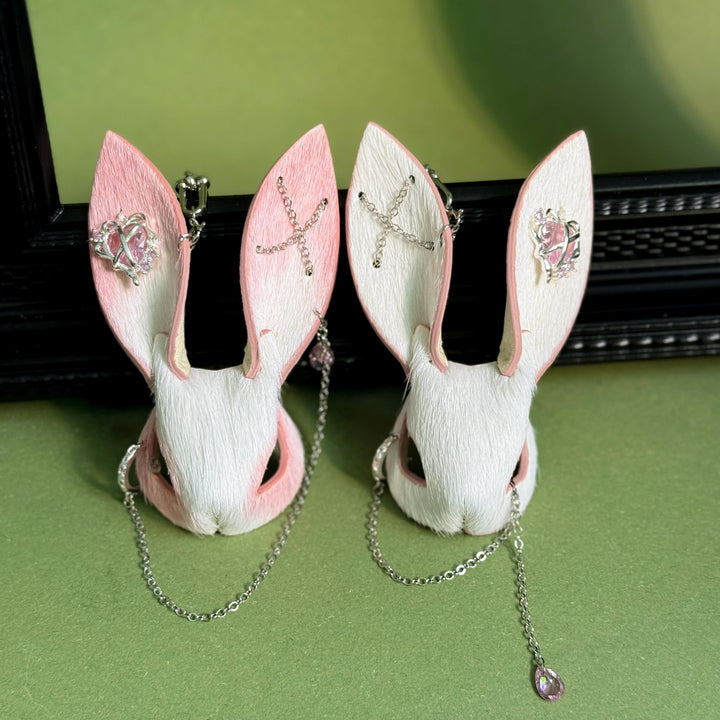 Pink & White Horsehair Bunny Bag Charm — product photograph 13