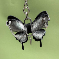 Silver Gothic Horsehair Butterfly Bag Charm — product photograph 8