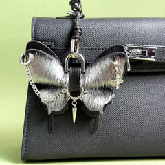 Silver Gothic Horsehair Butterfly Bag Charm — product photograph 1