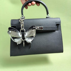 Silver Gothic Horsehair Butterfly Bag Charm — product photograph 4