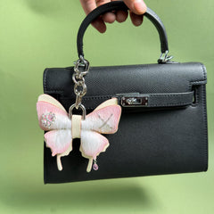 Pink Horsehair Leather Butterfly Bag Charm — product photograph 4