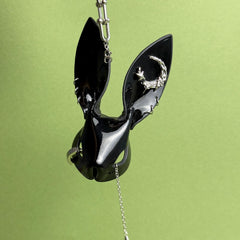 Black Lacquered Lambskin Bunny Bag Charm — product photograph 12